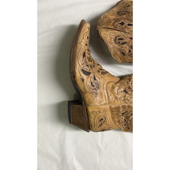 Corral Vintage Boot Women’s 6M Style A1970 Saddle Brushed Laser Brown Tan - Picture 10 of 16